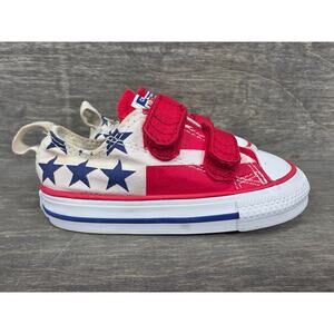 Converse AllStar Stars and Stripes Infants Hook and Loop Shoes Size 5